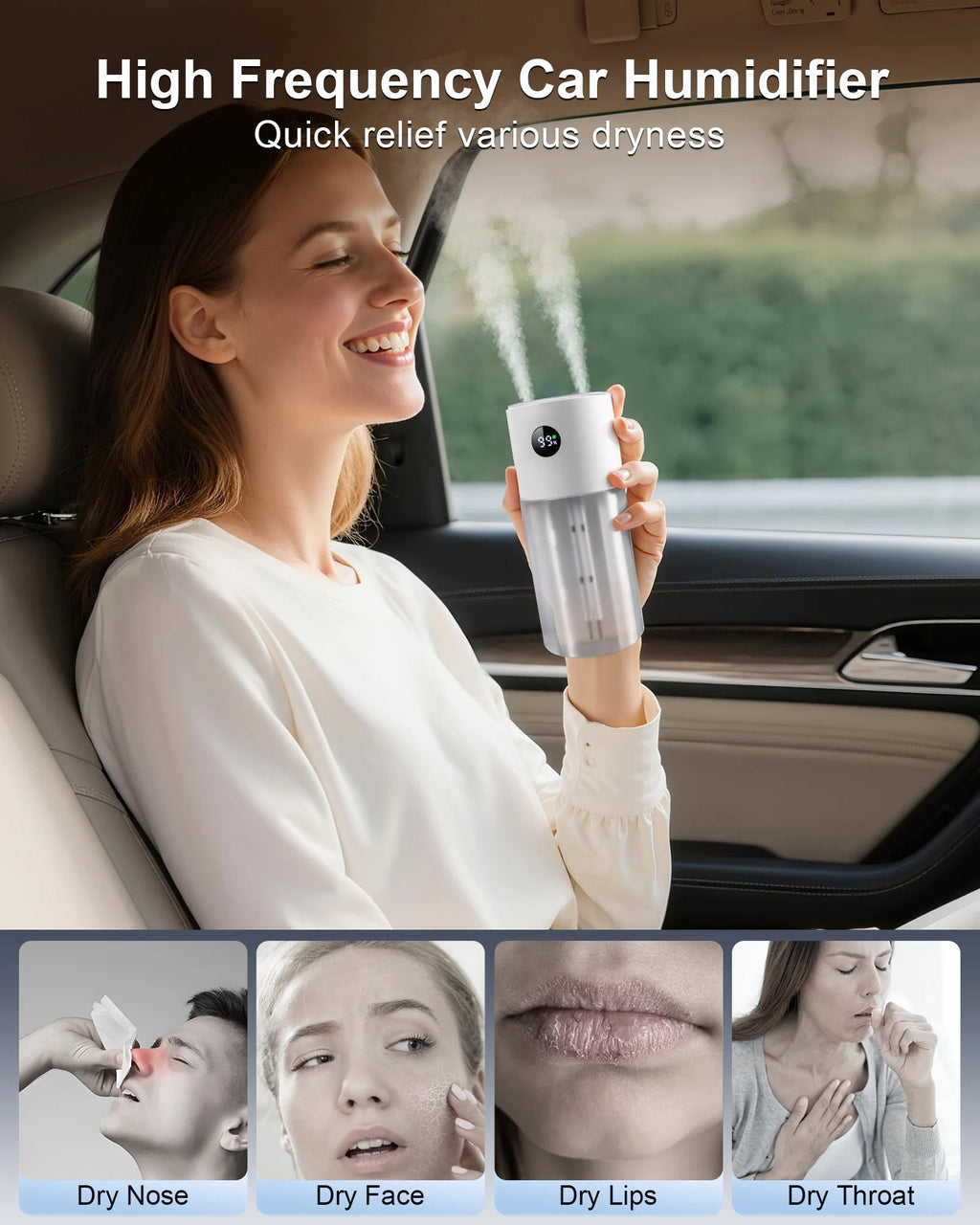 Eary 500ml USB Mini Car Humidifier Aromatherapy Air Freshener for Essential Oils 3000mAh Portable Auto Home Bedroom Office Use CM World
