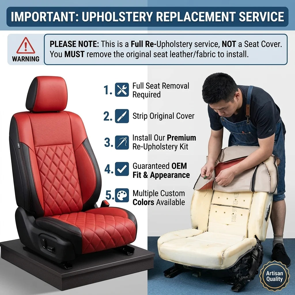 Custom Fit Car Seat Covers, PU Leather Replacement Reupholstery Kit For Toyota Mitsubishi Full Set Auto Interior Protective