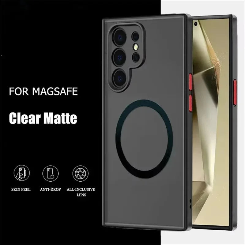 For Magsafe Matte Magnetic Case For Samsung Galaxy S26 S25 S24 S23 S22 S21 Ultra Plus FE Shockproof Frosted Wireless Charge Cove