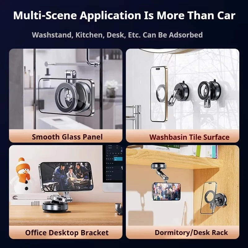 X53 Magnetic Phone Holder Rotating Folding Vacuum Suction Mag Stand For Car Navigation Gym Kitchen Streaming Bracket CM World