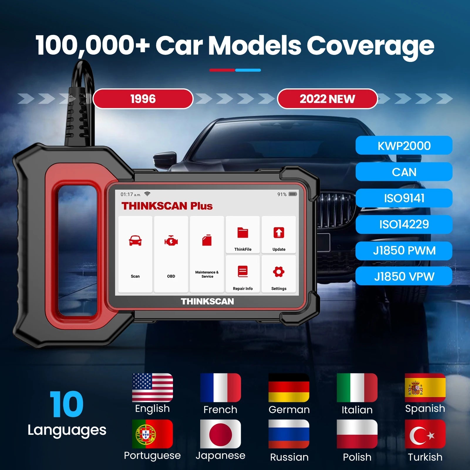 THINKCAR Thinkscan Plus S7 S6 S4 Obd2 Scanner Car Diagnostic Tools Automotivo Scanner Auto Diagnosis Tool Code Reader 28 Resets Car Mobile World
