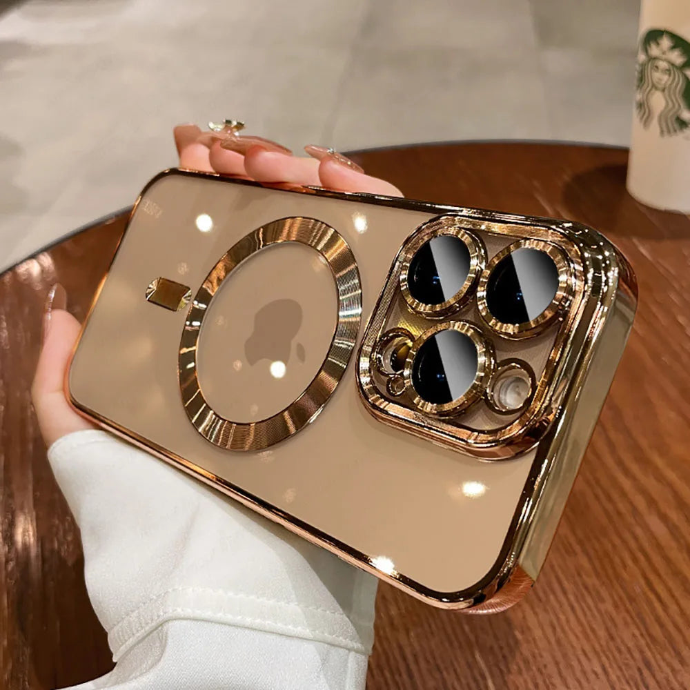 New Official Desert Gold Phone Case For iPhone 16 17 15 14 13 12 11 Pro Max Clear For Magsafe Magnetic Lens Protector Soft Cover