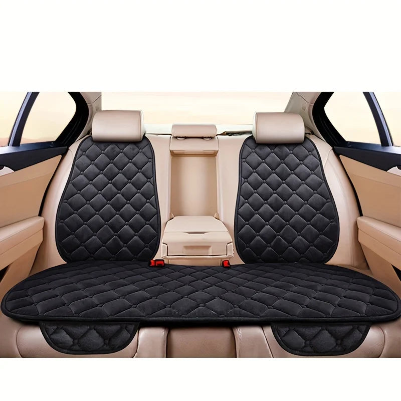 Thickened car seat cushion plush short plush anti slip warm seat cushion seat three piece set winter universal plush winter CM World