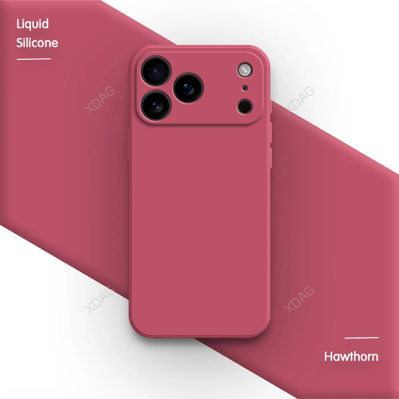 Liquid Silicone Original Phone Case for iPhone 17 Pro Max Air 17Pro 17Max 5G Straight Edge Lens Protection Soft Basic Back Cover Car Mobile World