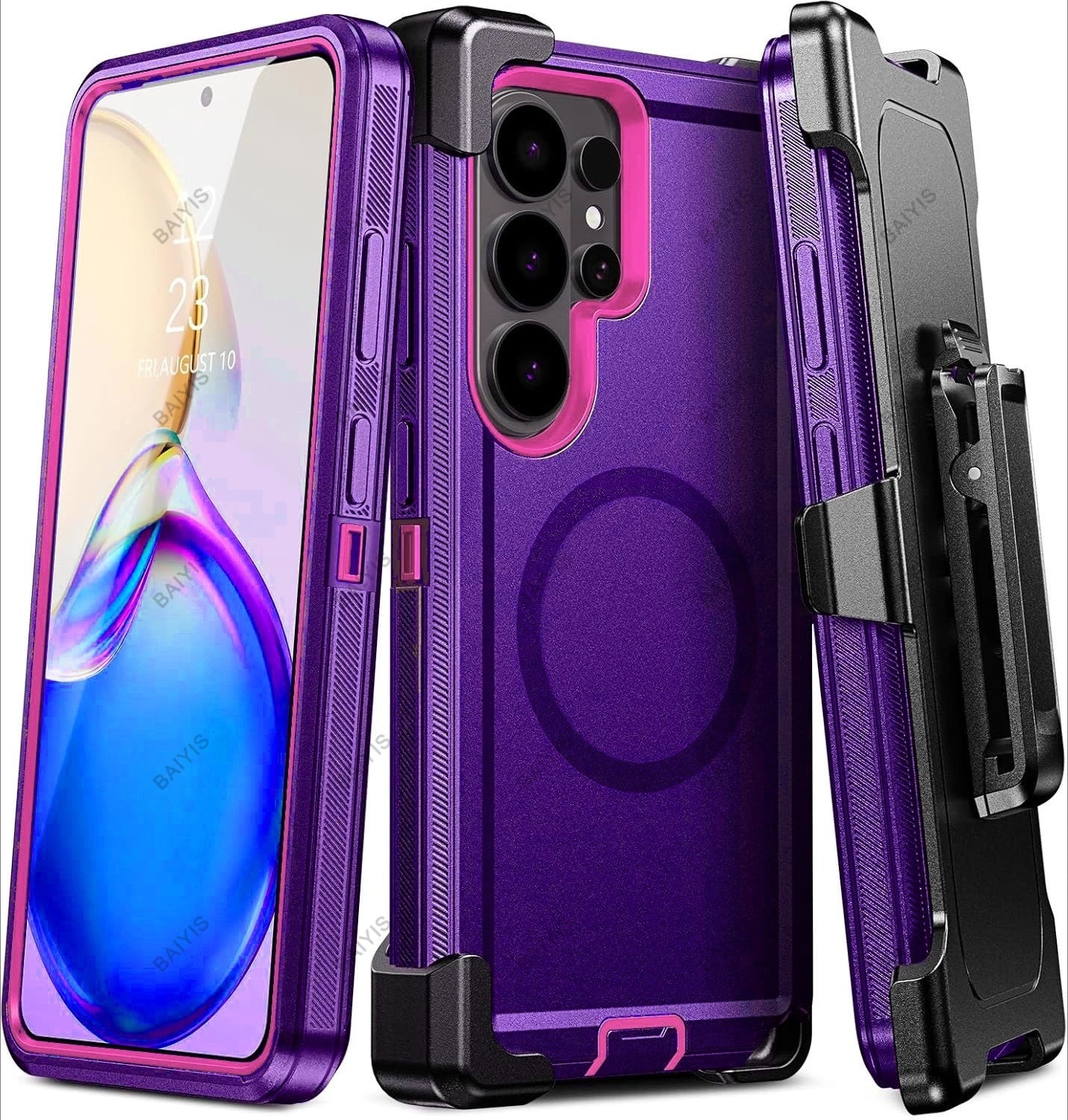 Military Armor OTT For Magsafe Charge Case For Samsung S26 Ultra S25 S24 S23 S22 Plus FE Edge Hard PC+TPU Clip Bracket  Cover Car Mobile World