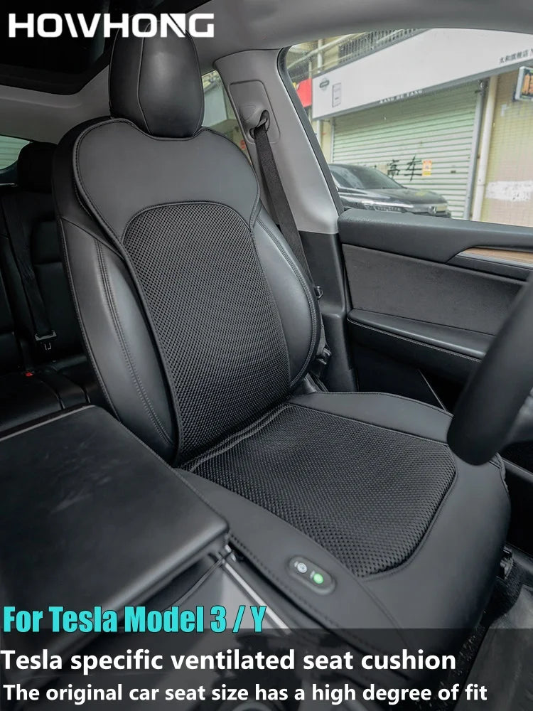 For Tesla Model 3 Y S X Ventilation Seats Cover Summer Cool Breathable with Fan Ventilated Ice Silk Seat Cushion Car Accessories