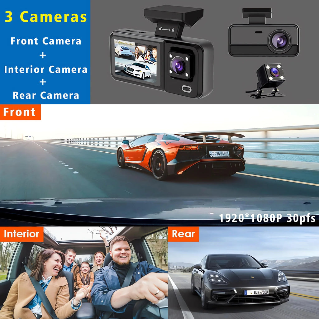 3 Channel Dash Cam for Car 1080P Video Recorder WIFI APP Dashcam Car DVR Front and Rear View Camera Night Vision car accessory