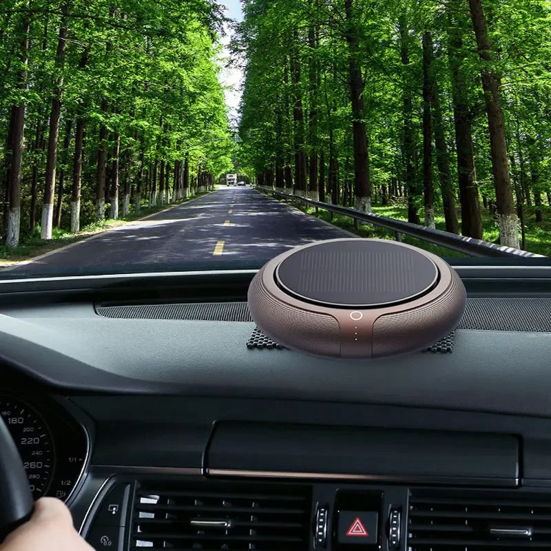 Solar Powered Car Air Purifier, Odor & Formaldehyde Remover with Aromatherapy, 3-Speed Regulation, Three-Layer Filter System CM World