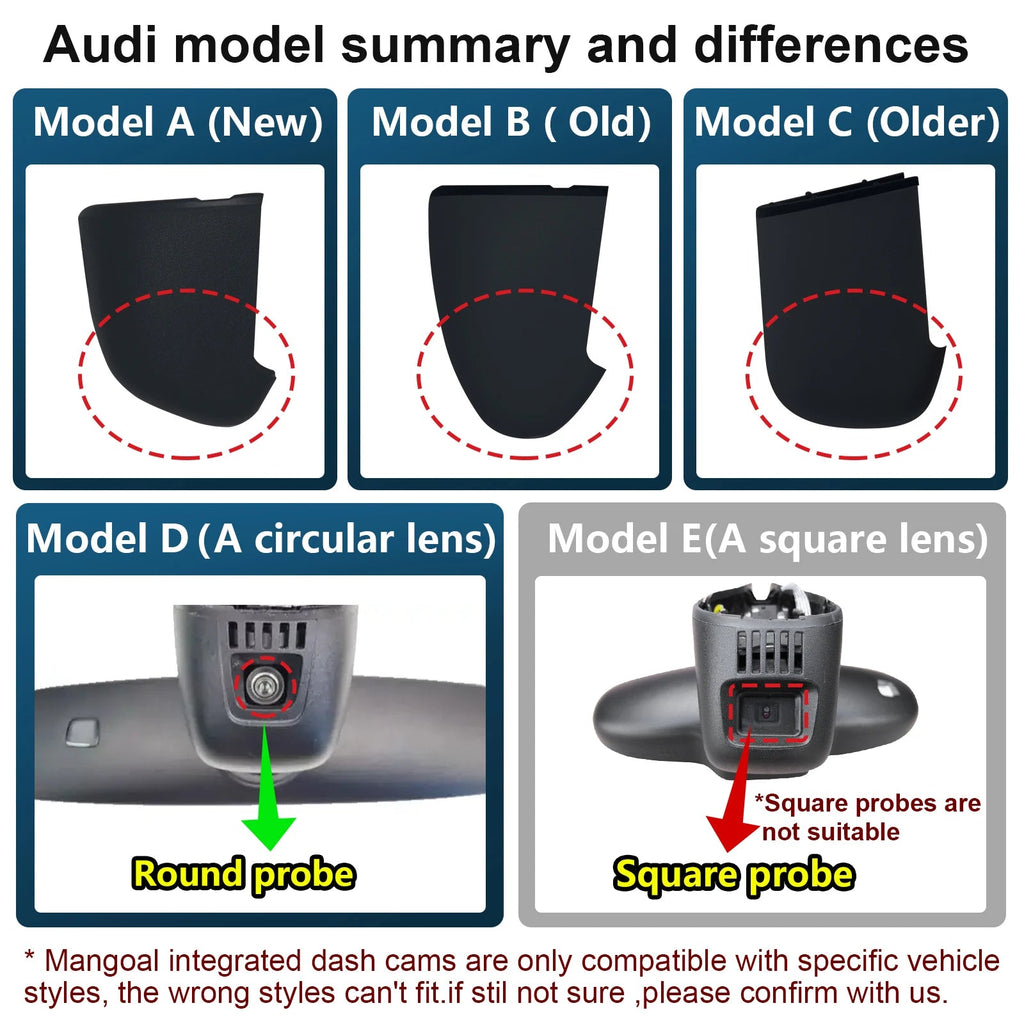 Dash Cam 4K For Audi A3 A4 A5 A6 A7 A8 Q3 Q5 Q7 B4 B5 B6 B7 B8 B9 8V C5 C6 C7 8P 8V (Model B/C) GPS WiFi & APP Dash Car Camera Car Mobile World