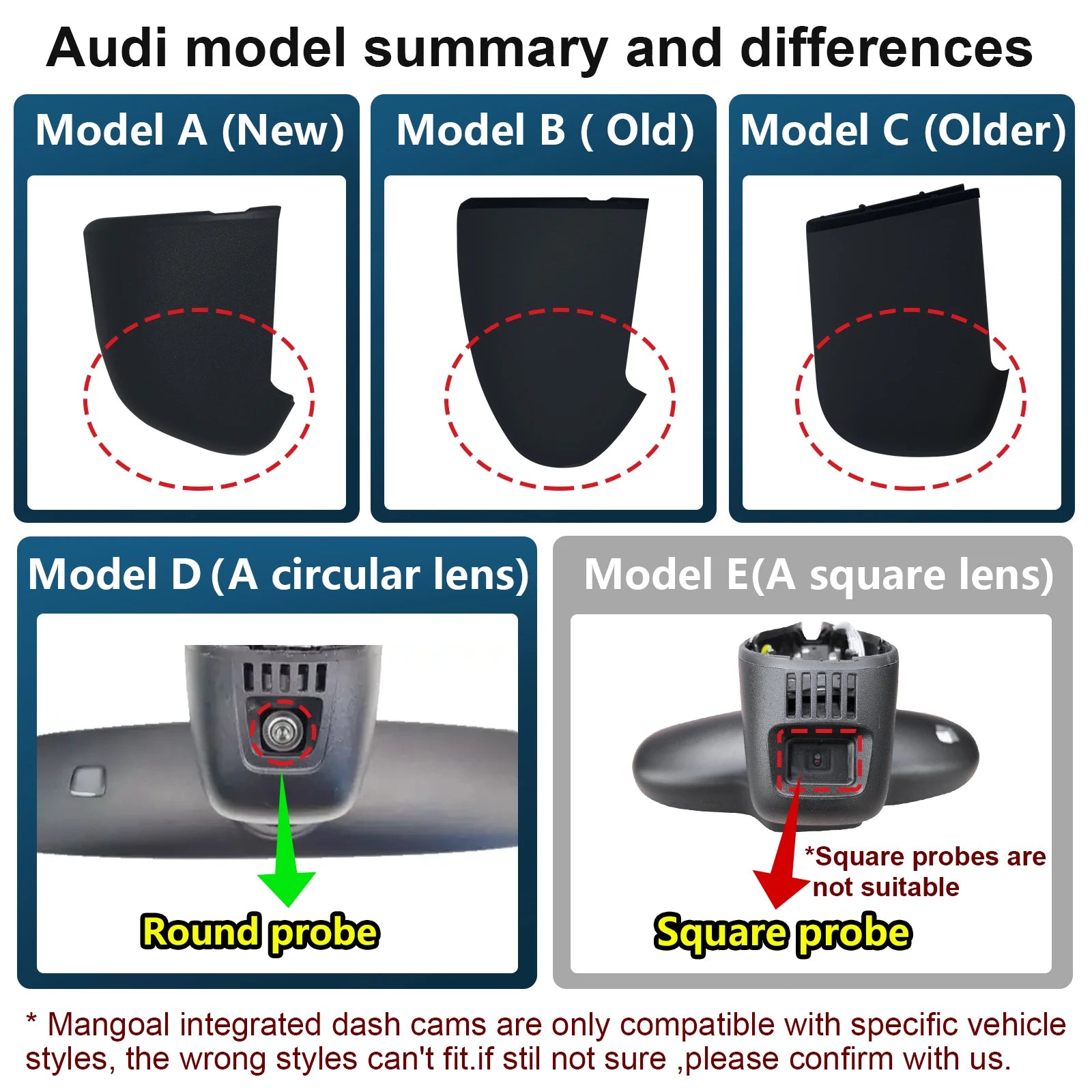 Dash Cam 4K For Audi A3 A4 A5 A6 A7 A8 Q3 Q5 Q7 B4 B5 B6 B7 B8 B9 8V C5 C6 C7 8P 8V (Model B/C) GPS WiFi & APP Dash Car Camera Car Mobile World