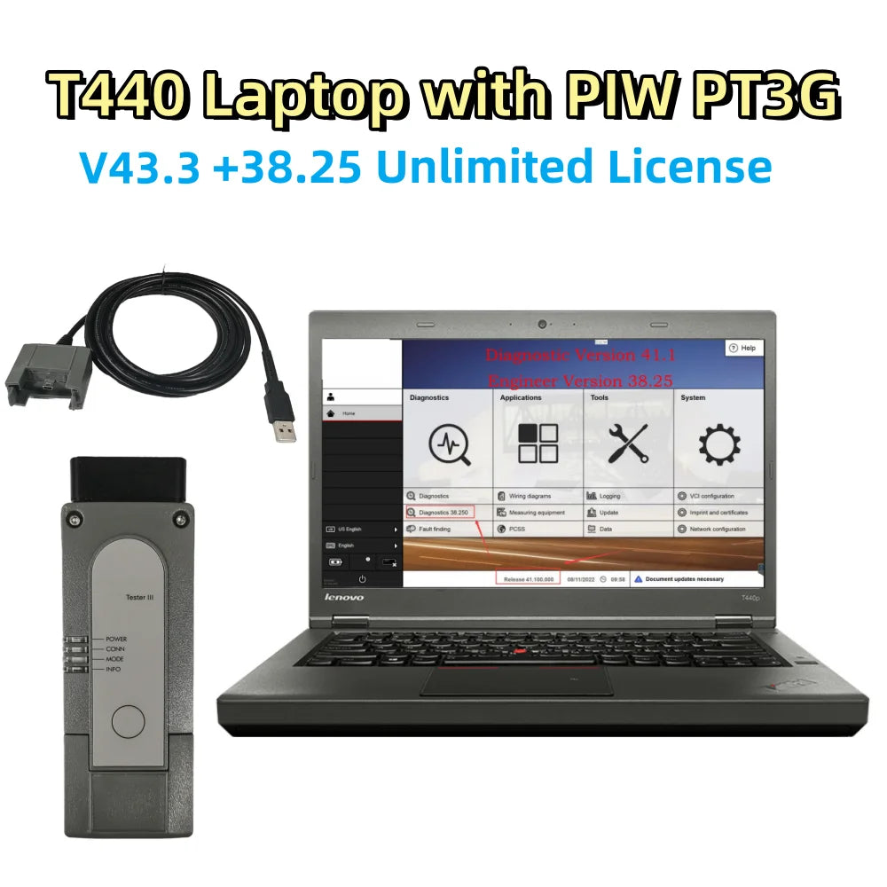 New 2026 PIW PT3G Tester III VCI Diagnostic tool PT3G Programming Engineer Mode Software SSD V43.3 V38.25 car diagnostic tool CM World