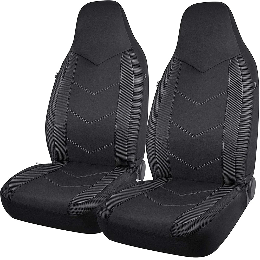 Universal 2 Front Sports Car Seat Covers Breathable Mesh Fabric Carbon Fiber Texture Seat Cushion Fit Car SUV Van Racing seat