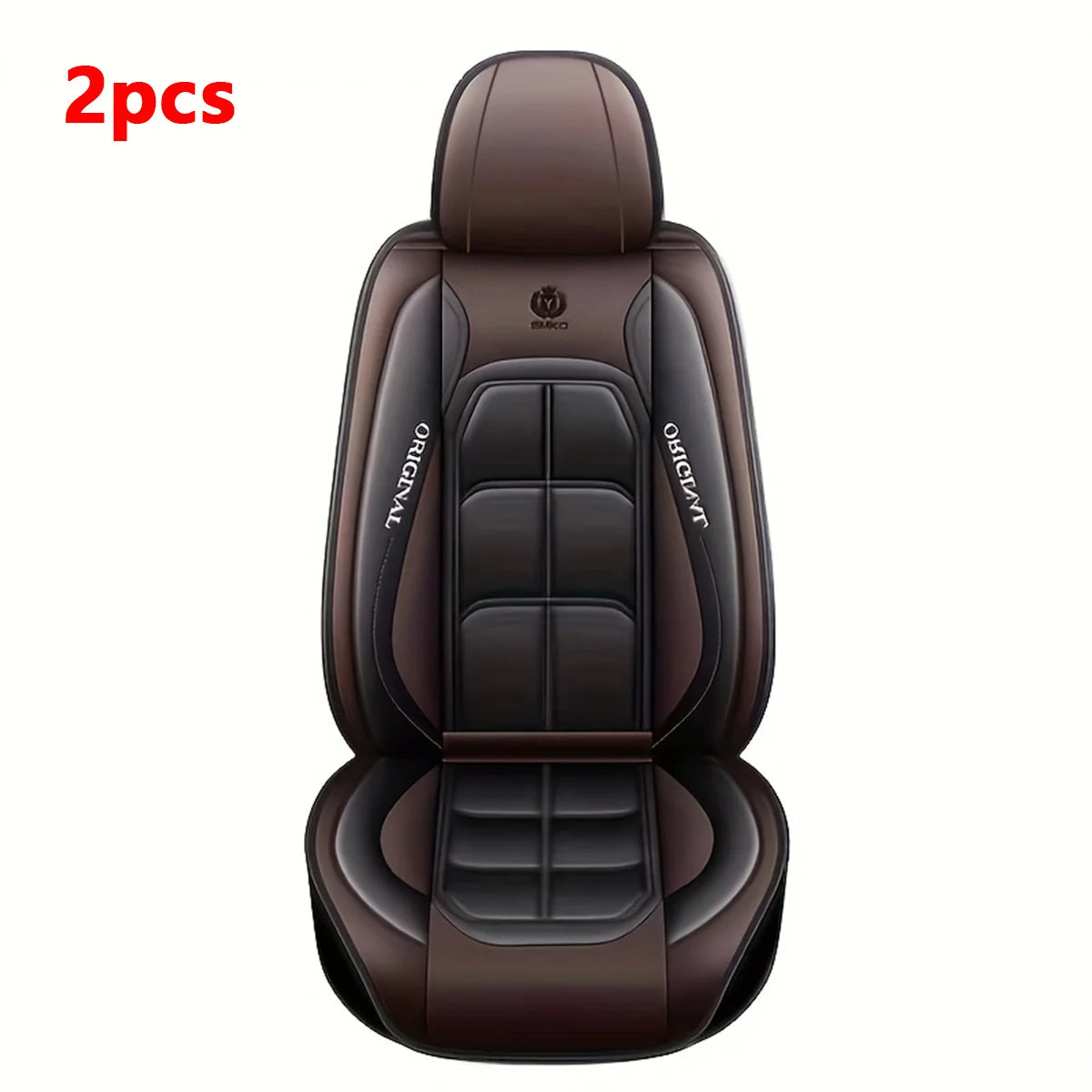 Car Seat Covers 2 Pcs Front Driver Passenger Full Coverage Universal Fit Easy Install Durable Leather Look