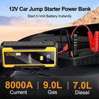 GKFLY 24000mAh Start Power Bank 8000A Car Jump Starter Car Booster External Battery 12V Starting Device for Petrol Diesel