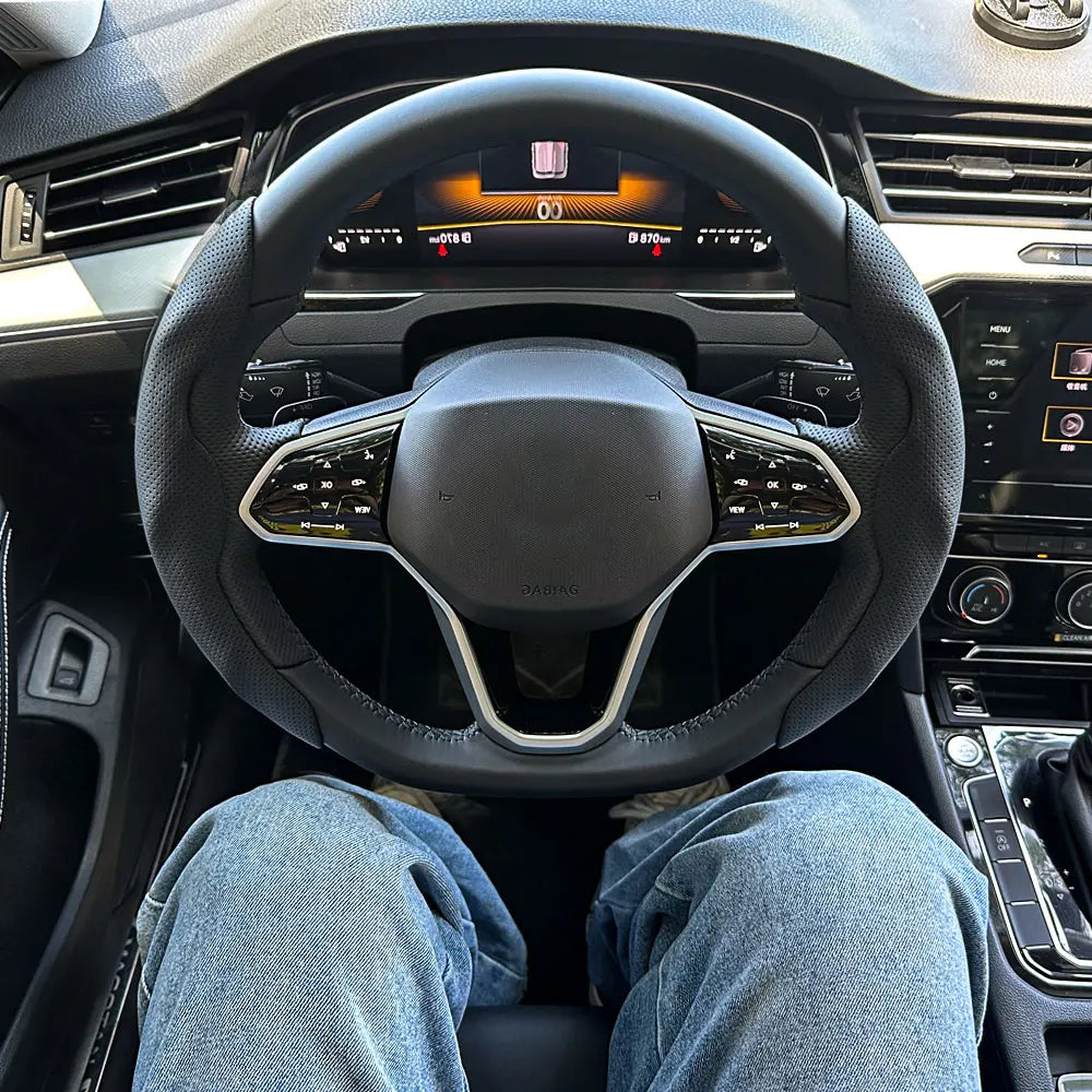 2PCS Universal Round Car Steering Wheel Cover Winter Fur Warm Carbon Fiber Leather Anti-slip Protective Case luxury Accessories CM World