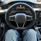 2PCS Universal Round Car Steering Wheel Cover Winter Fur Warm Carbon Fiber Leather Anti-slip Protective Case luxury Accessories CM World