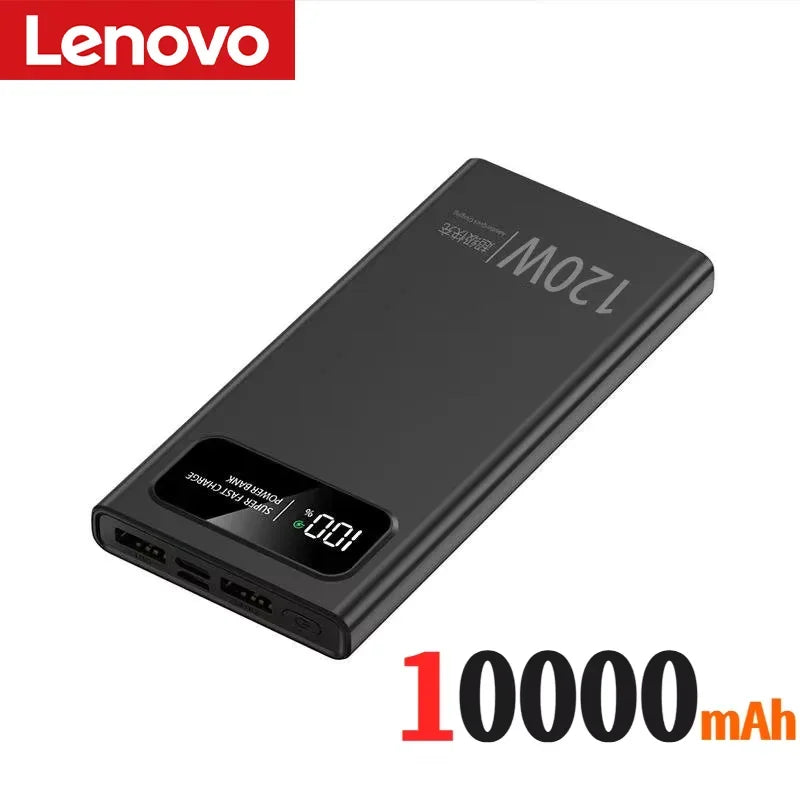 Lenovo 500000mAh Power Bank Super Fast Charging High Capacity Battery Digital Display Power Bank For iPhone Samsung Huawei Car Mobile World