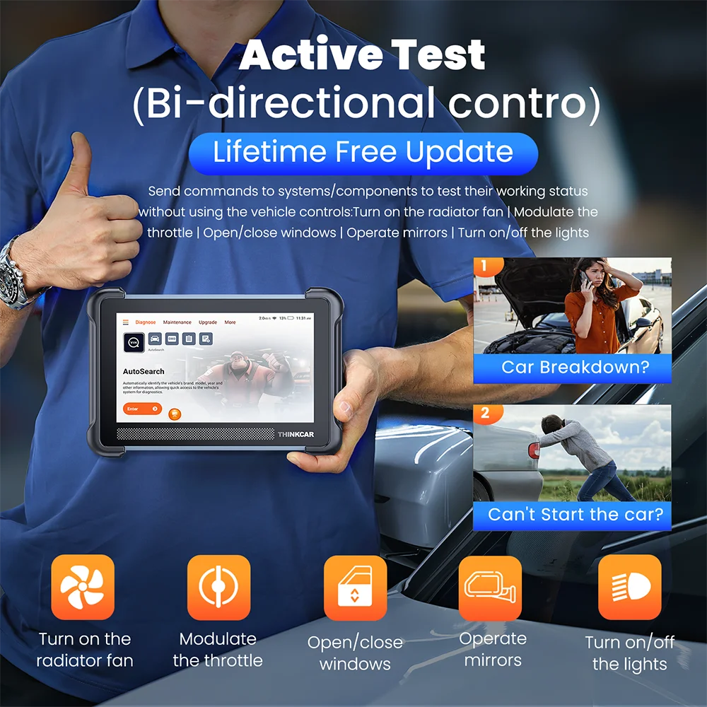 Thinkcar Thinkscan 672 Diagnostic Tools Full System Car OBD2 Scanner 28 Reset Lifetime Free Update Active Test Thinkcar Tools