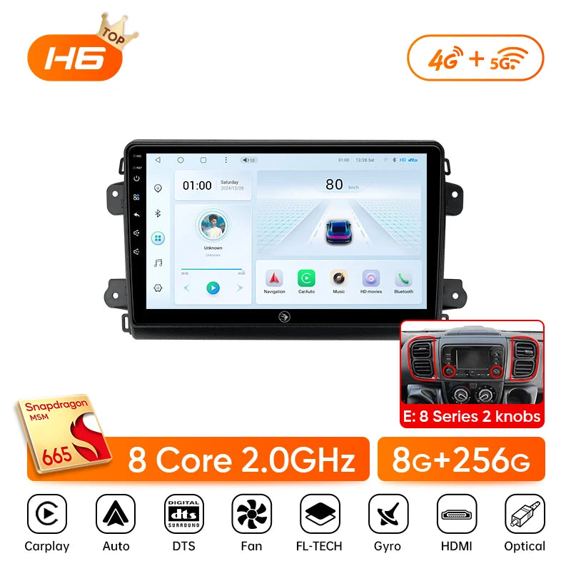 Ainavi Car Radio For Fiat Ducato Citroen Jumper Peugeot Boxer 2006-2024 Wireless Carplay Android Auto Car Multimedia DSP BT 2Din CM World