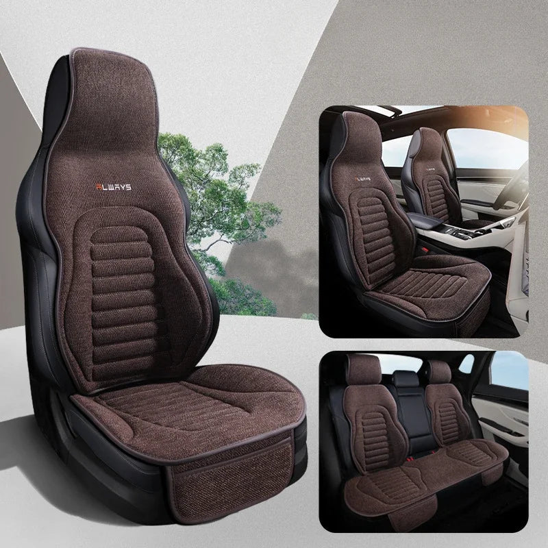 Flax Universal Car Seat Covers Four Season Breathable Car Seat Protector Pad Auto Accessories Interior Car Seat Covers Full Set CM World