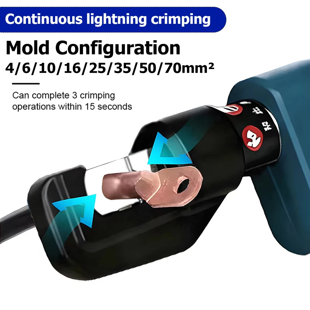 Protable Hydraulic Electric Crimping Tool with 8 Dies Rechargeable Lithium Battery Crimping Pliers 4-70mm² Electric Crimp Plier CM World