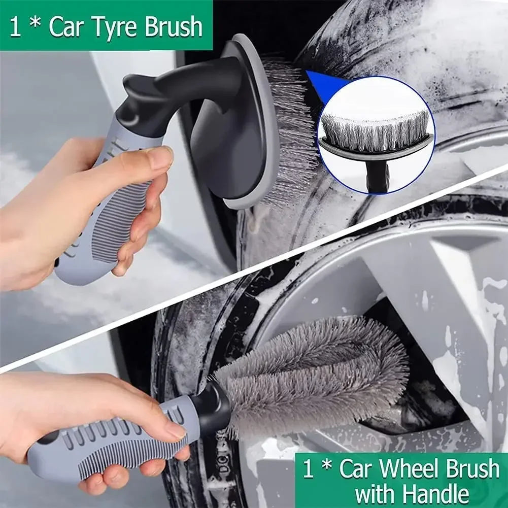 10 Pcs Car Wash Cleaning Kit, Automotive Detail Brushes Rim Cleaner,Car Detailing Brush Kit for Car Interior & Exterior