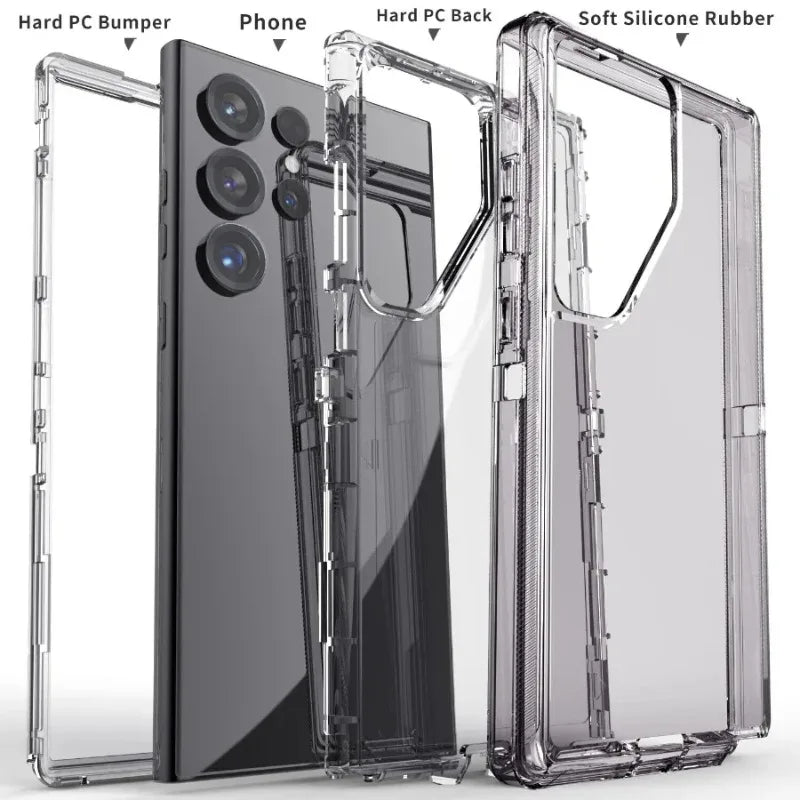 Heavy Duty 3IN1 Armor Case For Samsung Galaxy S26 S25 S24 S23 S22 Ultra Plus Military Grade PC Clear Anti-Drop Protection Cover