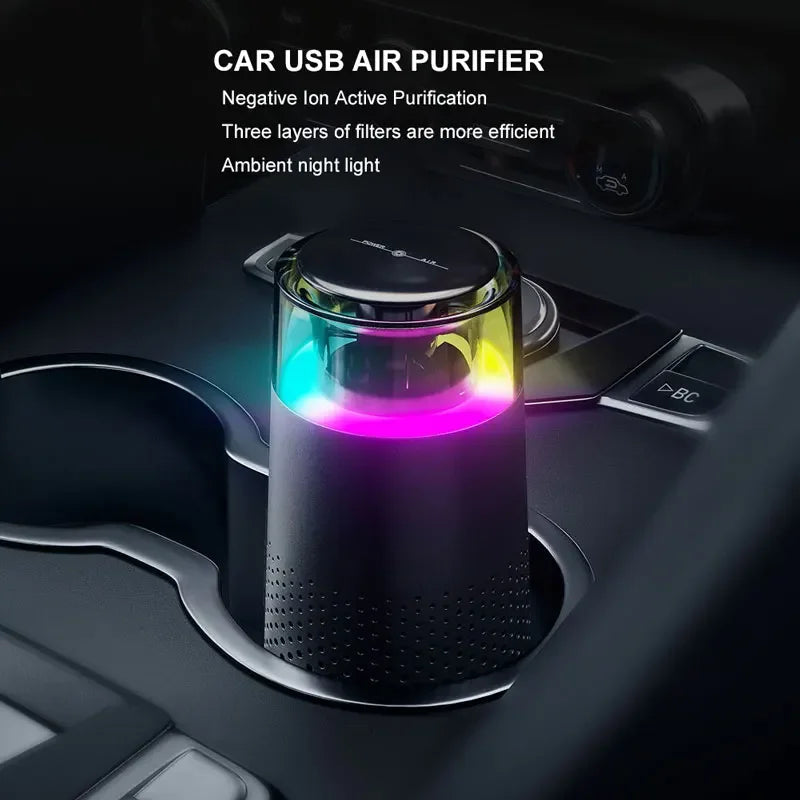 HEPA Filter Usb Air Purifier Car Home Negative Ion Odor Smell Removal Small Air Freshener  Electrical Appliances  White Black CM World