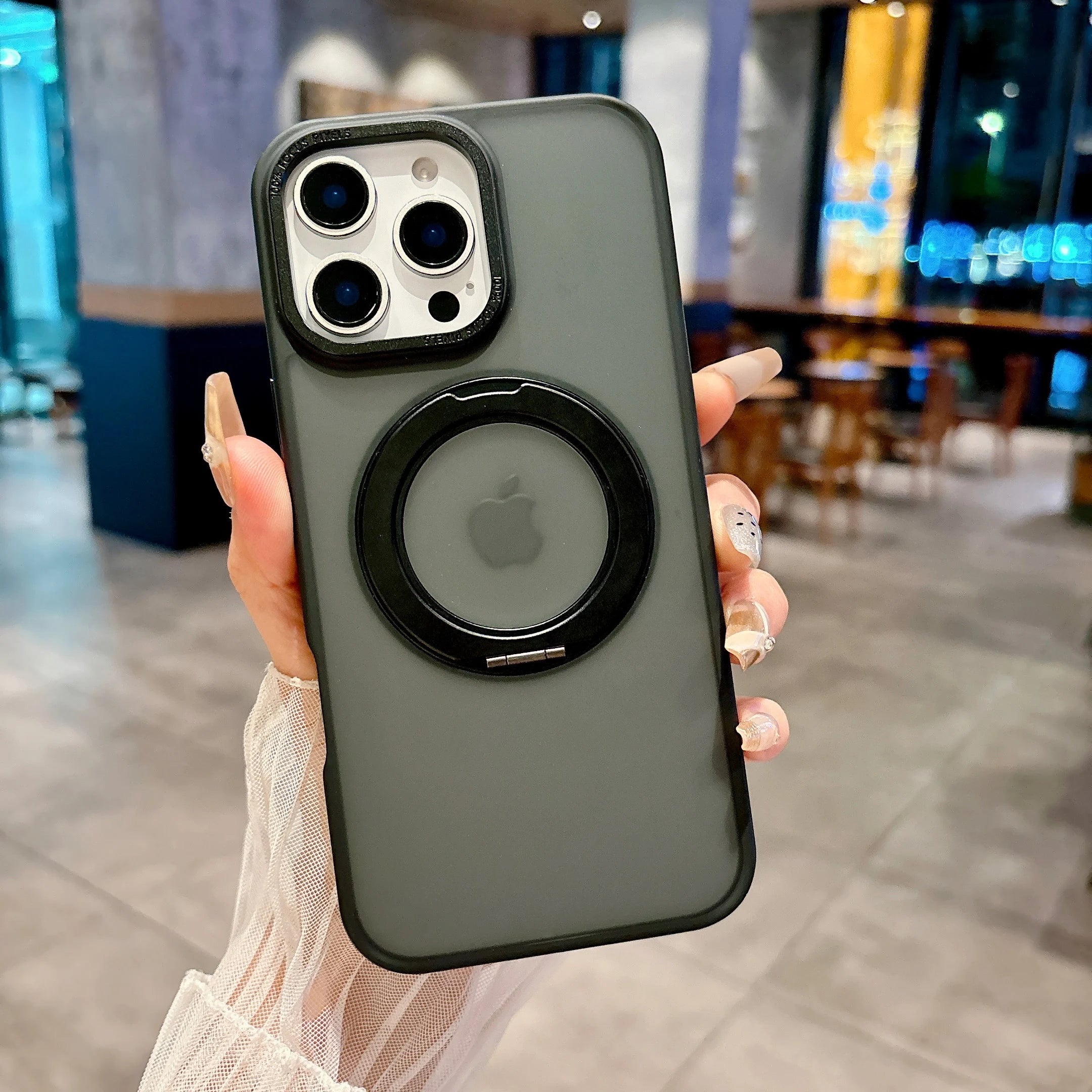 Cover For iPhone 17 pro case 17 Pro Max Case with 360° Rotatable Matte Magnetic Ring Hidden Stand Drop-Proof Protection Car Mobile World