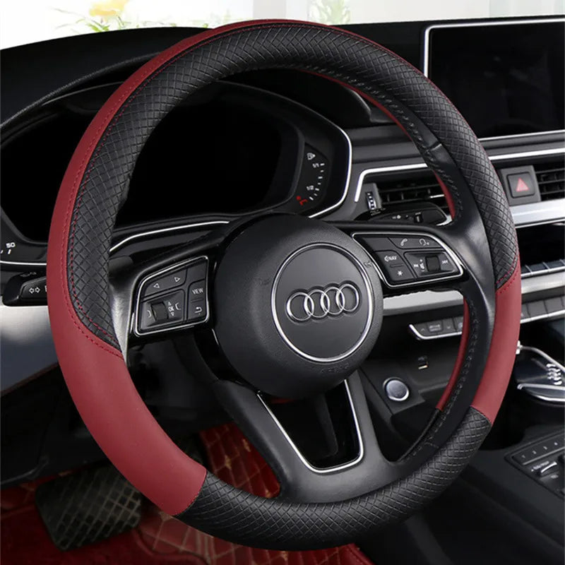 Universal Car Steering Wheel Cover For 37-38cm Steer Wheel Faux Leather Breathable Car Wheel Cover Interior Auto Accessories