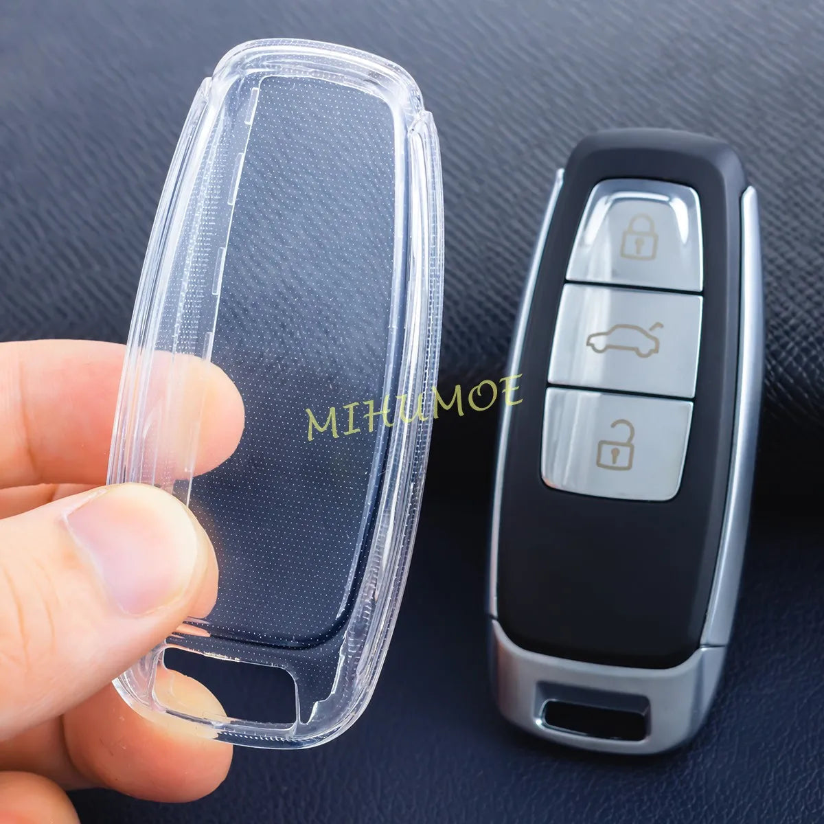 For Audi Black Transparent Car Key Fob Case Cover A3/S3 A6(C8) A7 A8 Q7 Q8 e-tron Sportback/GT S6 S7 S8 Keychain Accessories CM World