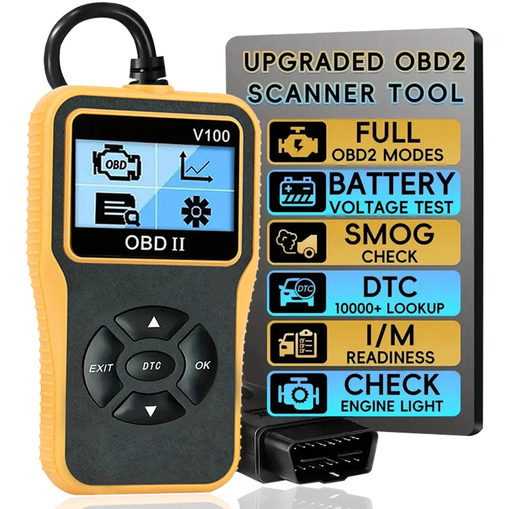 Car OBD2 Scanner Diagnostic Tool Code Reader, Car Voltage Tester Engine Fault Code Scanner, Charging Tester Diagnostic Tool V100 Car Mobile World