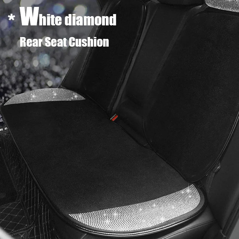 Universal Crystal Rhinestone White Diamond Car Interior Seat Covers Cushion Decoration For Women Ladies Gifts Auto Accessories CM World