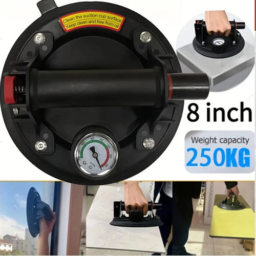 1-2Pcs 8 Inch Vacuum Suction Cup Glass Sucker Loading 200kg Heavy Duty Vacuum Lifter Industry Spreader to Tile Windshield Window CM World