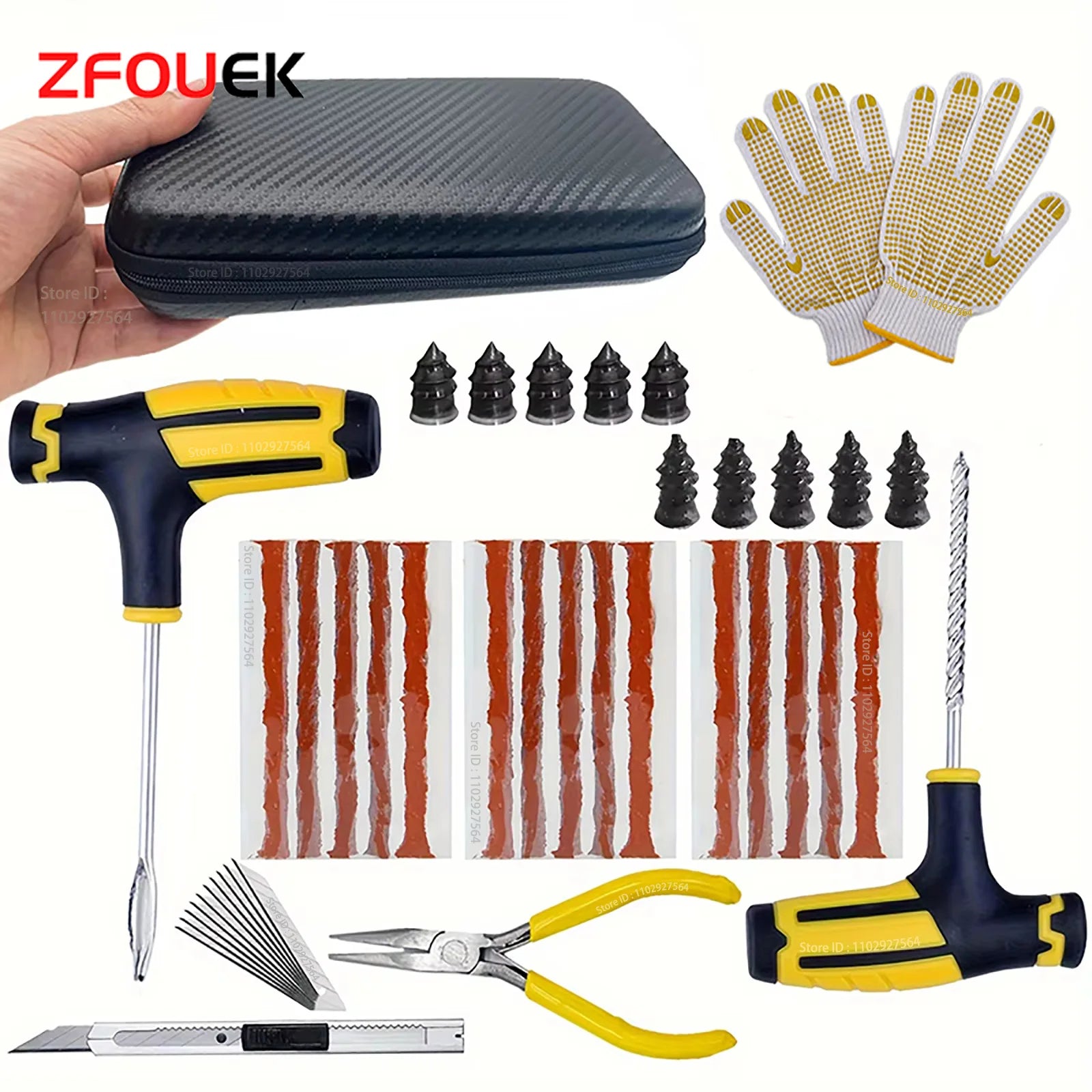 ZFOUEK Car Tire Repair Kit Puncture Plug Tools Tyre Puncture Emergency for Tire Strips Stirring Glue Repair Tool Kit CM World