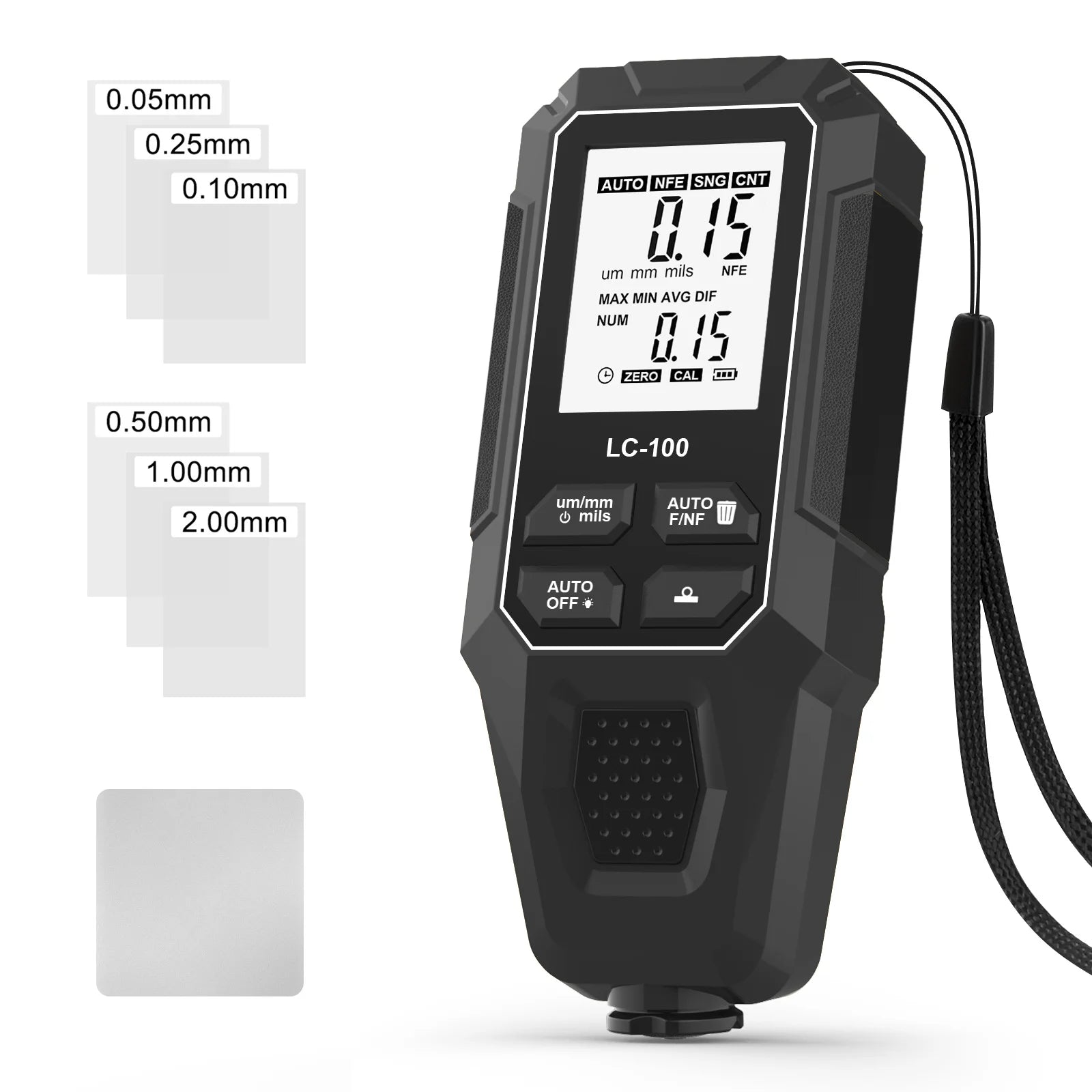 Portable Digital Coating Thickness Gauge LCD Display, Accurate 0.1mm Measurement for Car Boat Metal Foil Furniture, ABS Material CM World