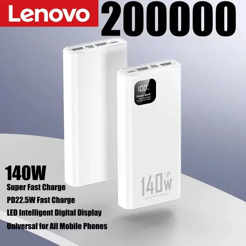 Lenovo 140W CCC Power Bank 500000mAh High Capacity Super Fast Charging Portable Battery Charger for iPhone 12-17 Samsung 2026 Car Mobile World