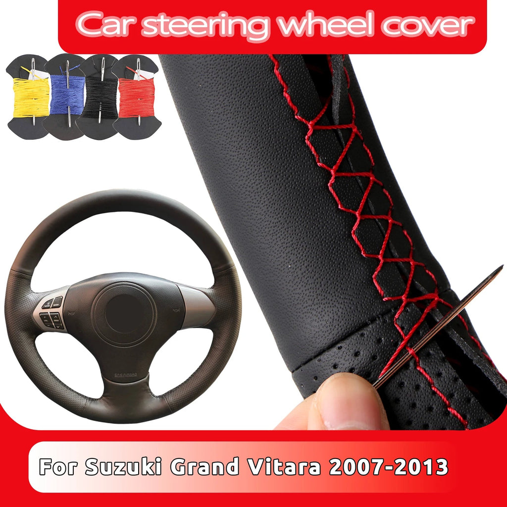 OEM Style For Suzuki Grand Vitara 2007 2008 2009 2010 2011 - 2013 Microfiber Leather Car Steering Wheel Cover Auto Accessories CM World