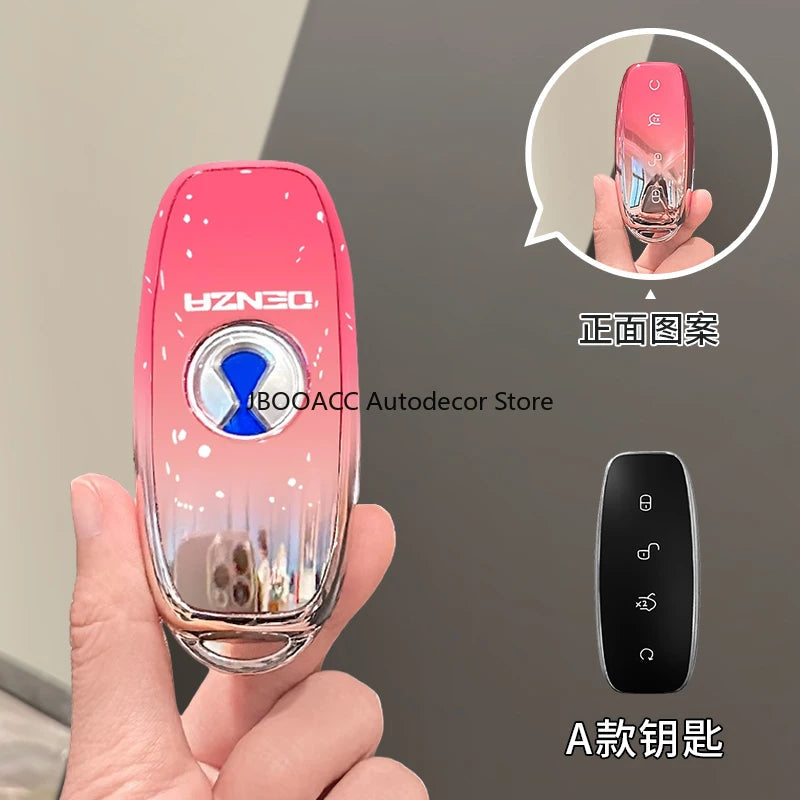 For DENZA D9 N7 X N9 2024 2025 TPU Car Key Case Cover Smart Key Cover Remote Control Shell Car Key Fob Case Protector Keychain CM World