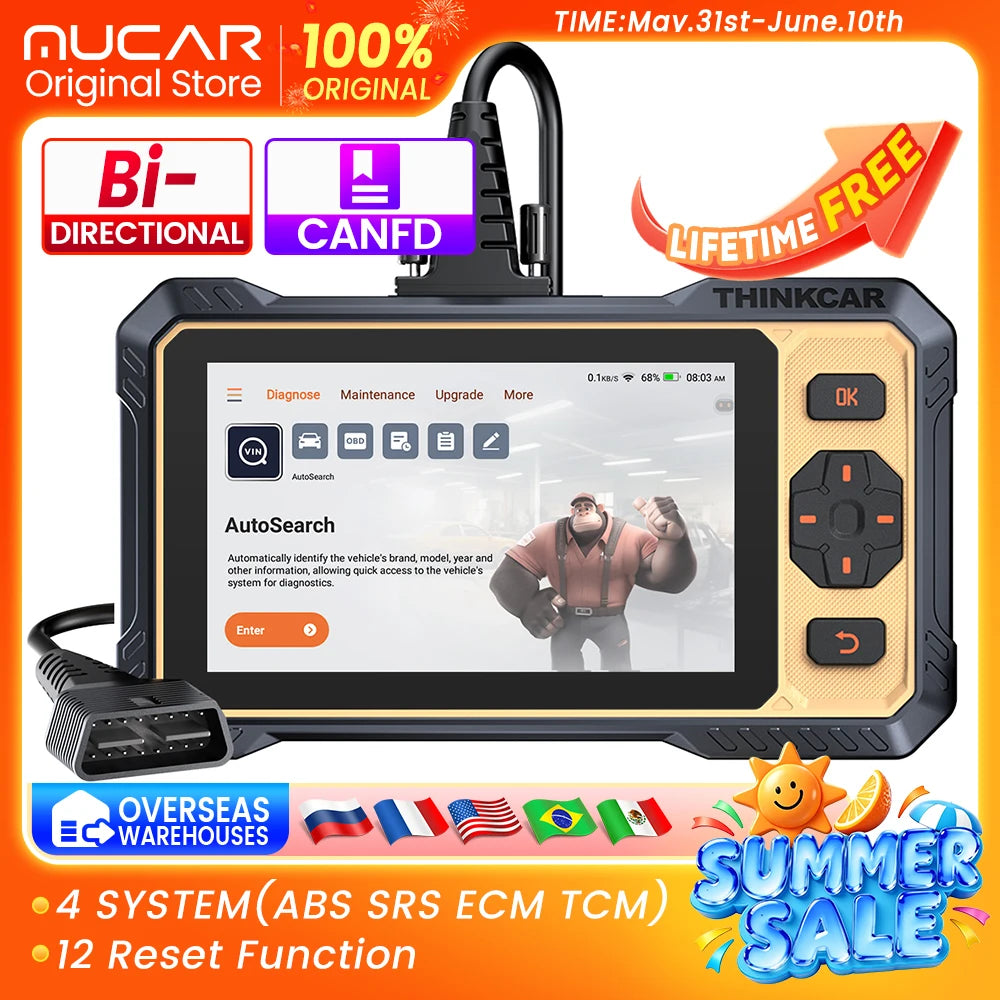 THINKSCAN 662 Auto Car Diagnostic Scanner Tools OBD2 4 System Engine ABS SRS TCM 12 Reset Bi-Directional Lifetime Free Update Car Mobile World