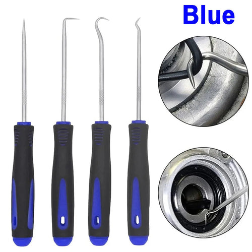 4PCS 165mm Blue Car Oil Seal Screwdriver Set Hose Removal Hook Set O-Ring Seal Gasket Puller Remover Pick Hooks Repair Tools CM World