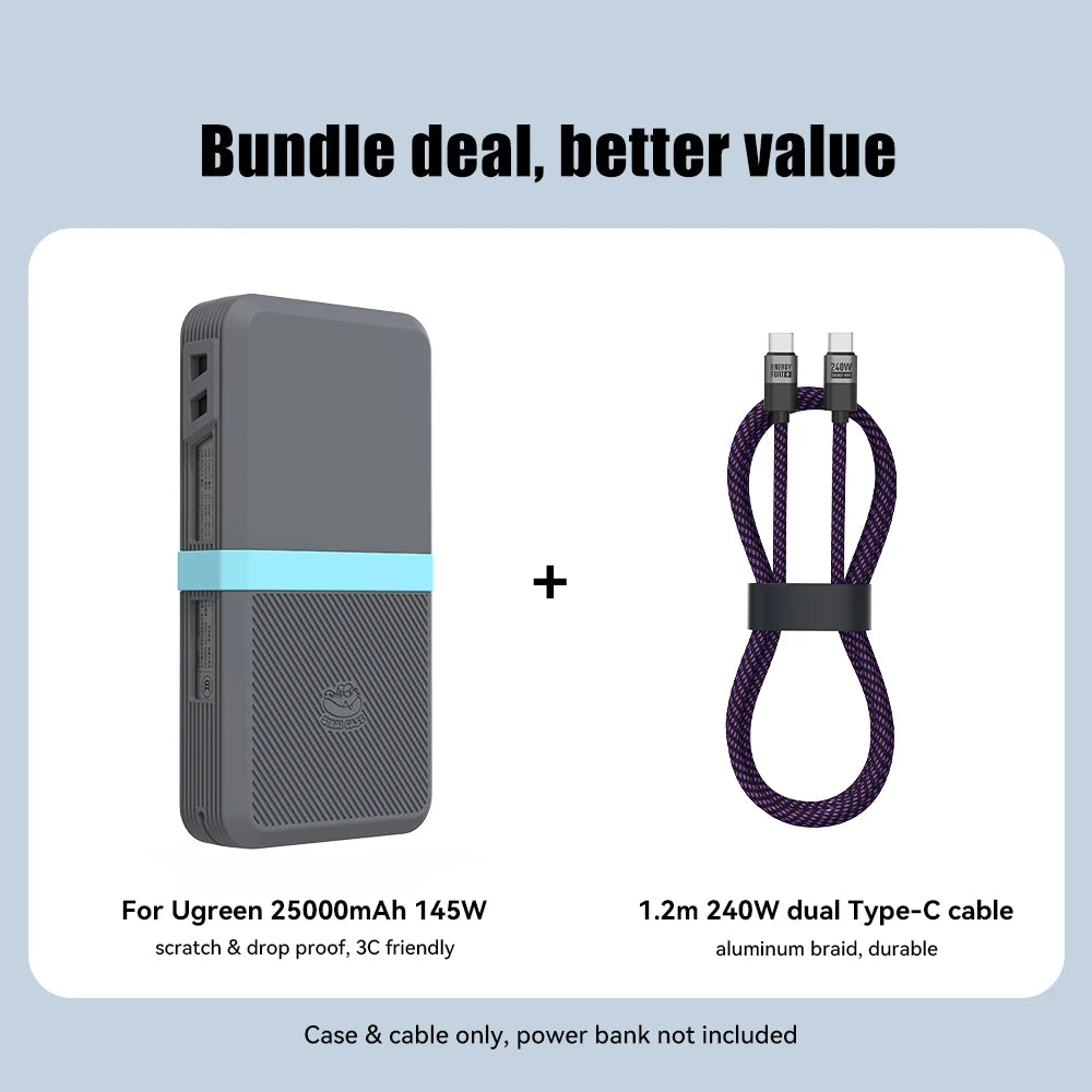 Dustproof Protective Cover Travel Silicone Case for Ugreen Laptop PowerBank Shockproof Cover for UGREEN 145W 25000mAh Power Bank