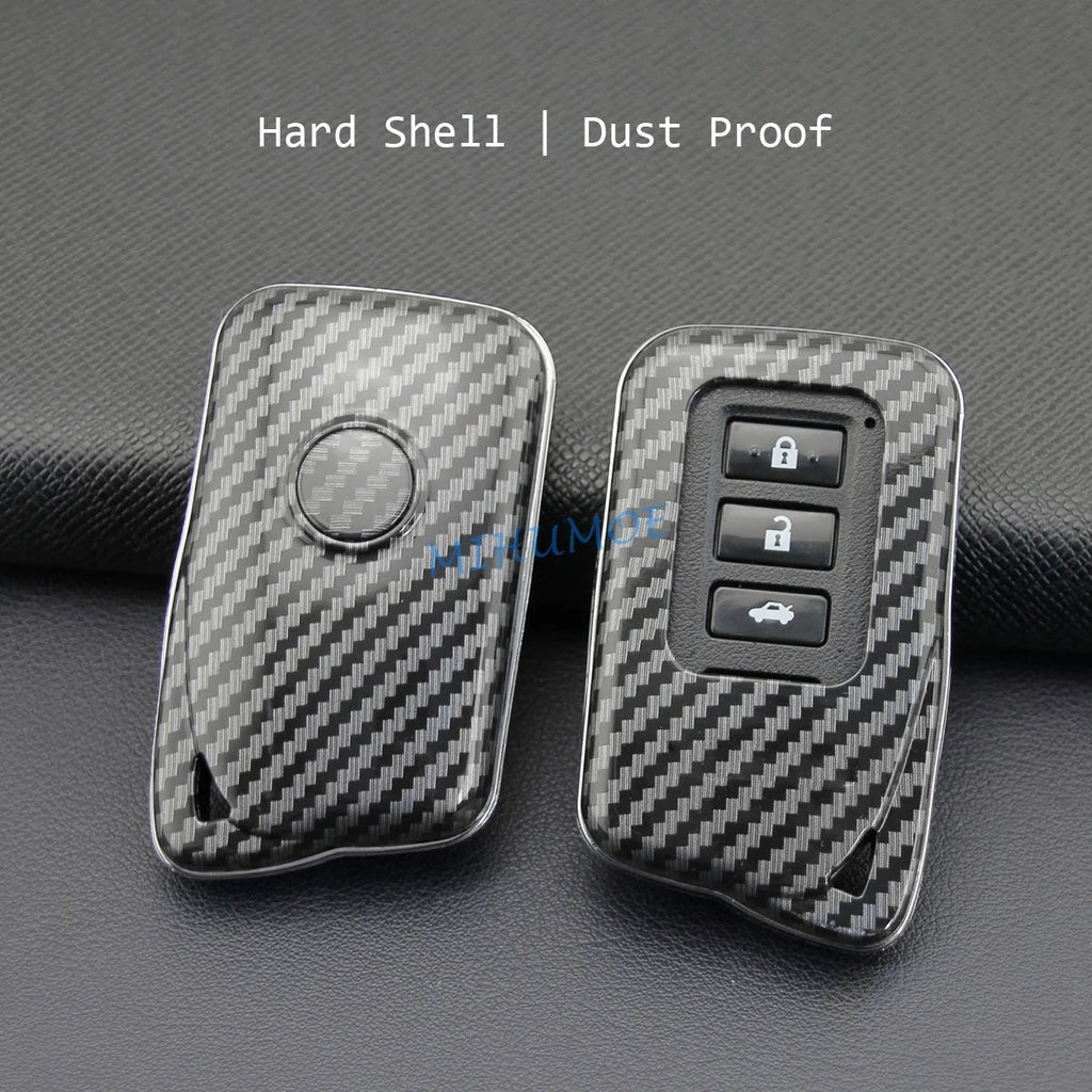 Car Key Fob Chain Case Cover Ring Shell For 2013-2023 Lexus RX ES NX IS GS LX RC Carbon Fiber 200t 300 300h 350 450h CM World