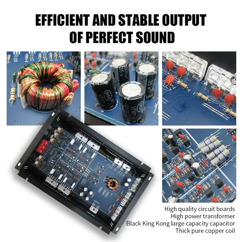Class AB Car Audio Upgrade Power Amplifier 4 Channel 12V 8800W Power Stereo Amplifie Audio Speaker Subwoofer Treble Mid-bass CM World