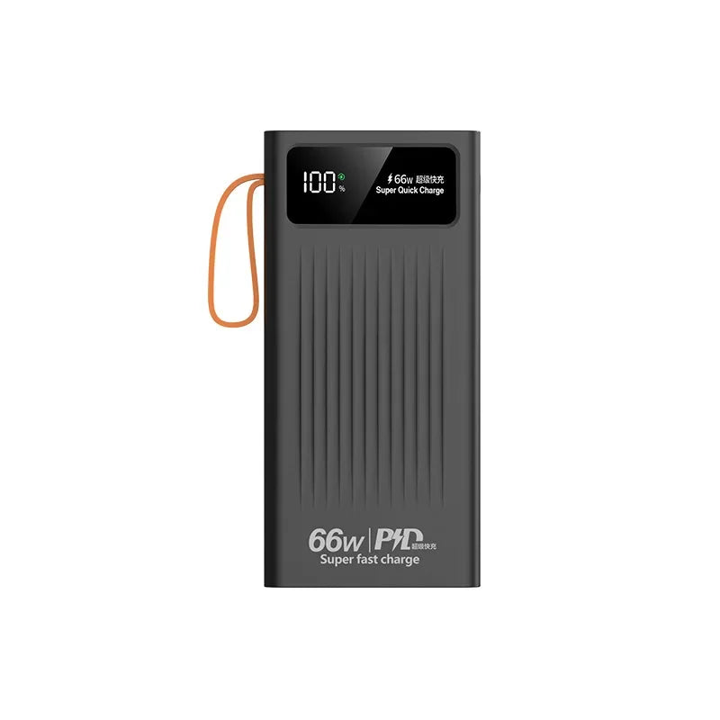 66W Fast Charging Power Bank 10000/20000/30000mAh Portable Charger Built-in Cable External Battery for Smartphone