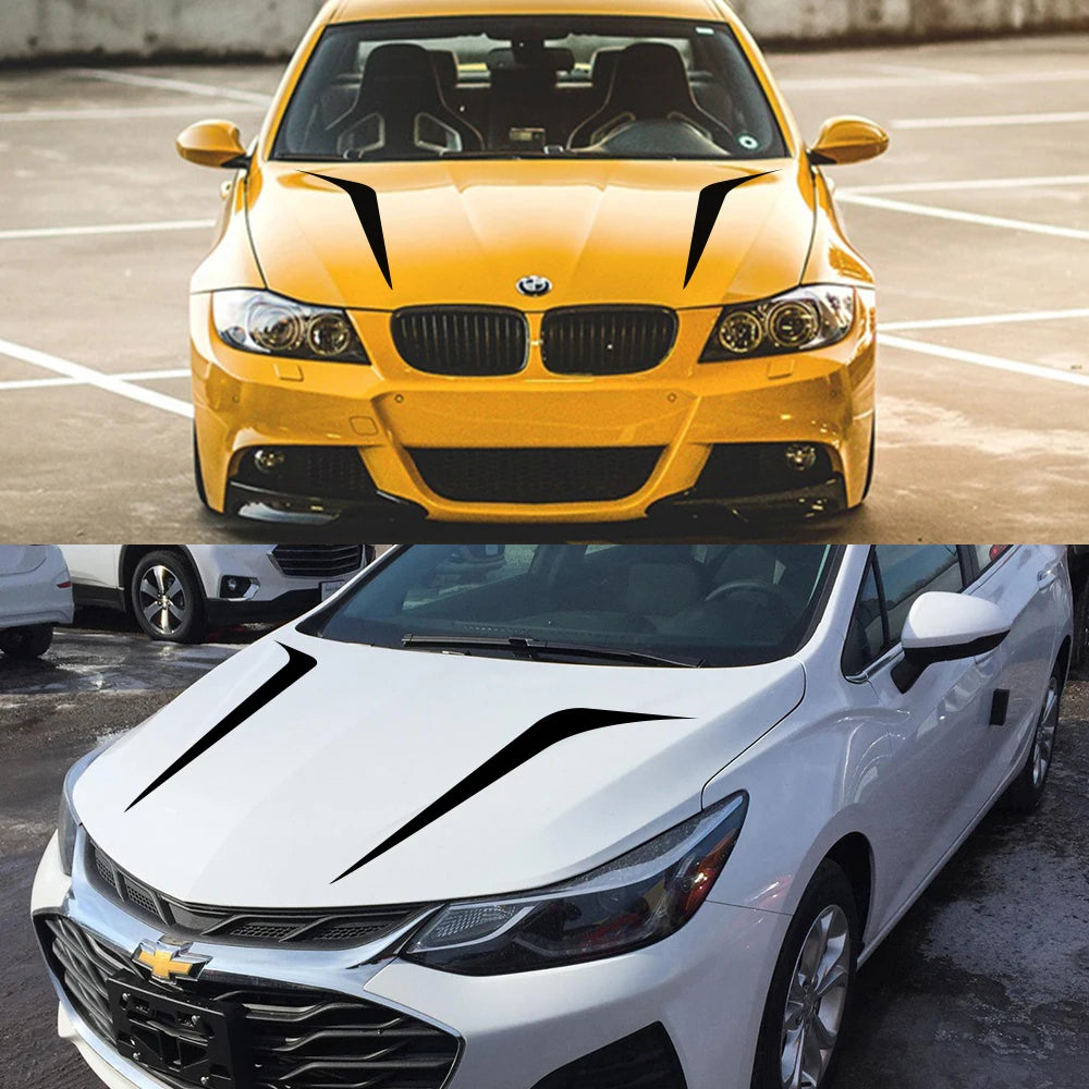 2PCS Car Hood Cover Stickers For Audi BMW Ford Volkswagen Toyota Renault Mercedes Benz Bonnet Auto Accessories Vinyl Film Decals