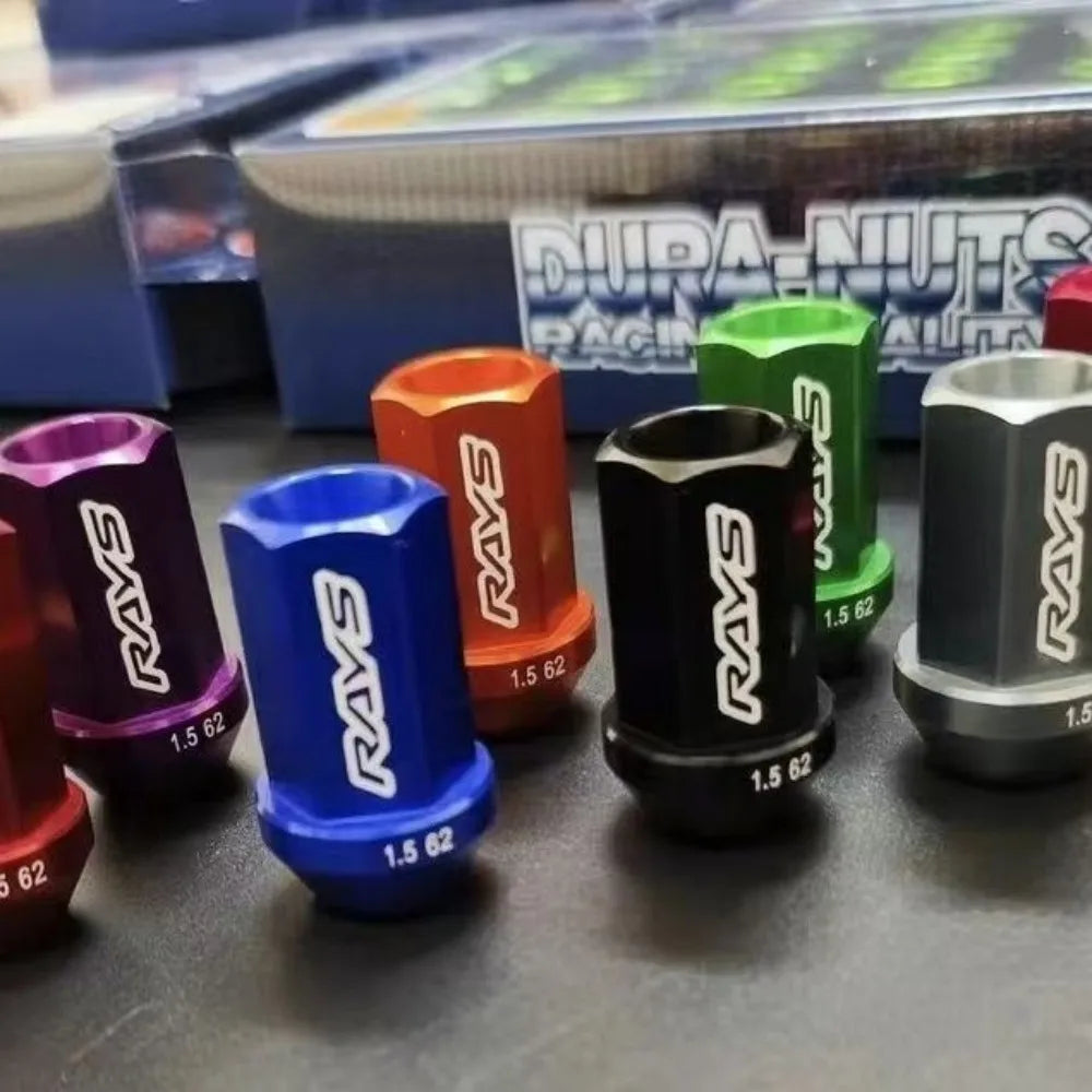 2026 Bestseller 20PCS Anti-Theft Wheel Lug Nuts RAYS Style M12x1.5 Forged 7075 Aluminum Alloy Lightweight Racing Car Modificatio