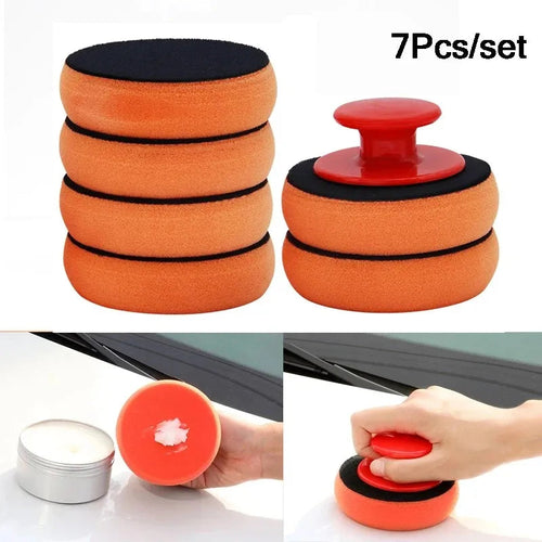 4 Inch Car Wax Applicator Pads Set with Red Handle Soft Sponge Applicators Foam Wax Pad for Polishing and Cleaning Cars CM World