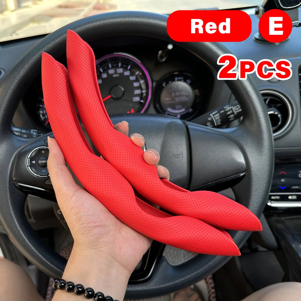 2PCS Universal Car Steering Wheel Booster Leathert Cover Non-Slip Auto Interior Steer Protector interior Decoration Accessories CM World