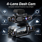4Channel 1080P Dash Cam WiFi Car DVR with Front Inside Rear View Infrared Night Vision And Reversing Camera for Driving Recorder Car Mobile World